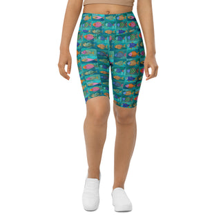 Turquoise Fish Workout Shorts