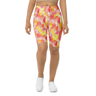 Coral & Yellow Camo Workout Shorts