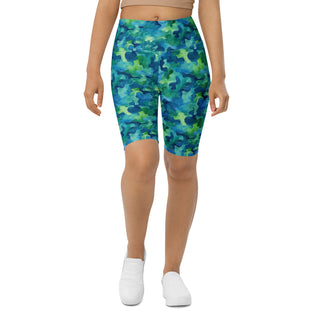 Blue & Green Camo Workout Shorts