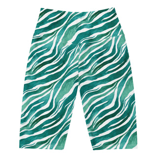 Turquoise Zebra Stripes Workout Shorts
