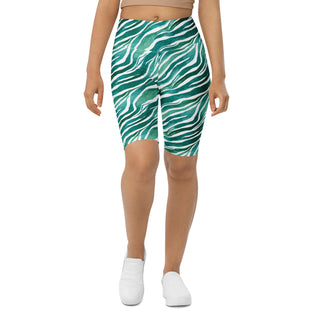 Turquoise Zebra Stripes Workout Shorts