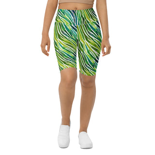 Green Zebra Stripes Workout Shorts