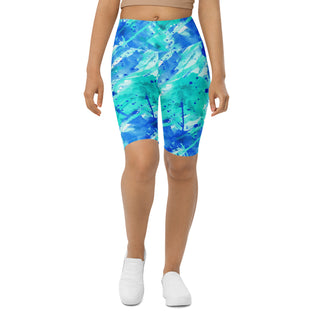 Neon Blue Graffiti Workout Shorts