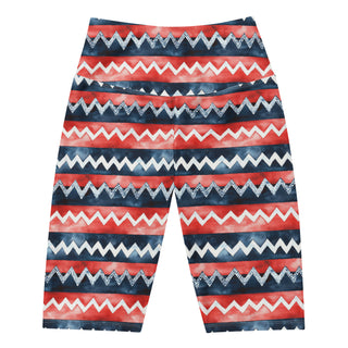 Red & Blue Zigzags Workout Shorts