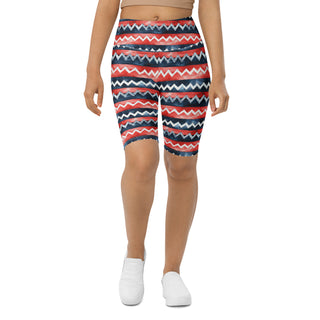Red & Blue Zigzags Workout Shorts