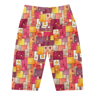 Pink & Yellow Squares Workout Shorts