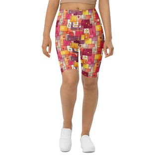 Pink & Yellow Squares Workout Shorts