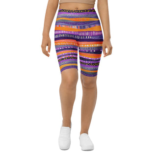 Purple & Orange Stripes Workout Shorts