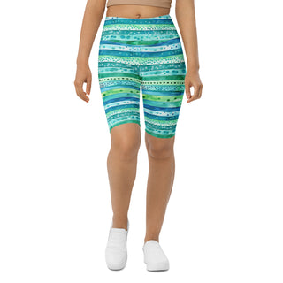 Aqua Blue Stripes Workout Shorts