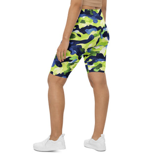 Navy & Green Camo Workout Shorts