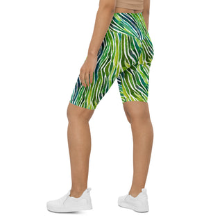 Green Zebra Stripes Workout Shorts