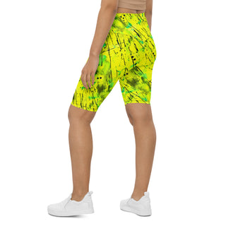 Neon Yellow Graffiti Workout Shorts