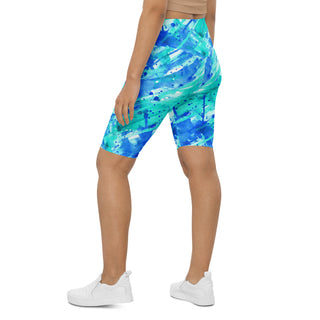 Neon Blue Graffiti Workout Shorts