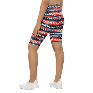 Red & Blue Zigzags Workout Shorts