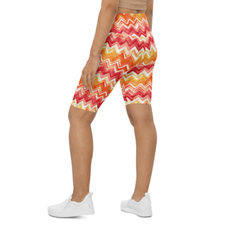 Yellow & Orange Zigzags Workout Shorts