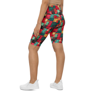 Red & Turquoise Squares Workout Shorts