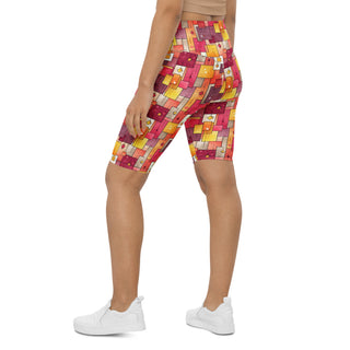 Pink & Yellow Squares Workout Shorts