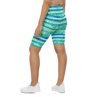 Aqua Blue Stripes Workout Shorts