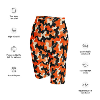 Black & Orange Camo Workout Shorts