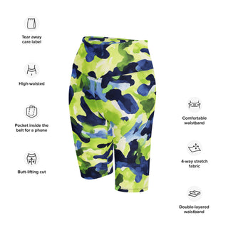Navy & Green Camo Workout Shorts