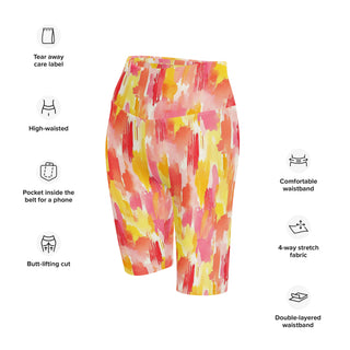 Coral & Yellow Camo Workout Shorts