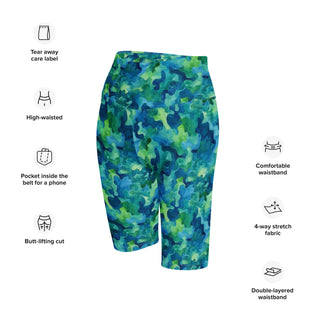 Blue & Green Camo Workout Shorts