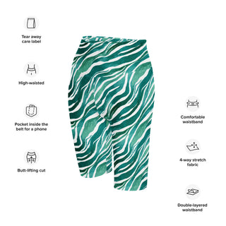 Turquoise Zebra Stripes Workout Shorts