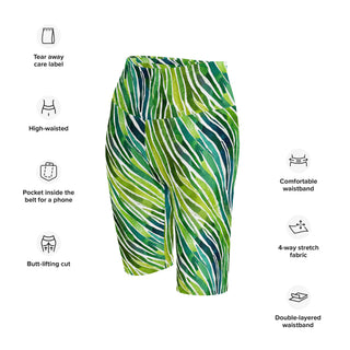 Green Zebra Stripes Workout Shorts