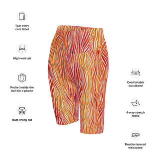 Coral and Yellow Zebra Stripes Workout Shorts