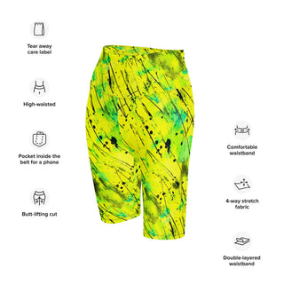 Neon Yellow Graffiti Workout Shorts