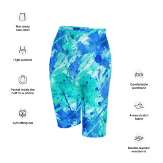 Neon Blue Graffiti Workout Shorts