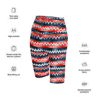 Red & Blue Zigzags Workout Shorts
