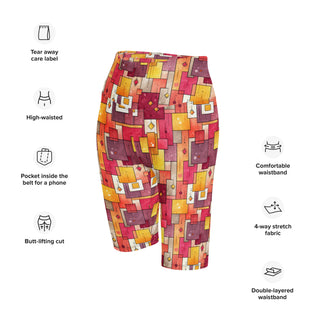 Pink & Yellow Squares Workout Shorts