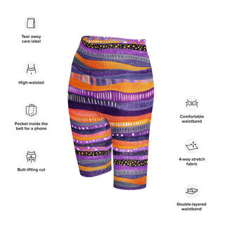 Purple & Orange Stripes Workout Shorts