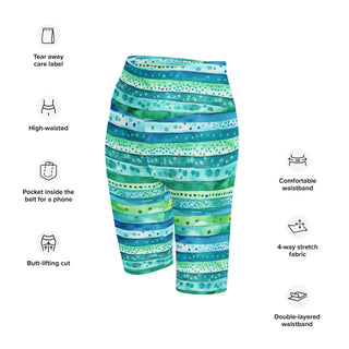 Aqua Blue Stripes Workout Shorts
