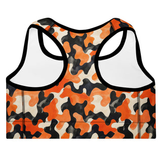 Black & orange Camo Padded Athletic Bra