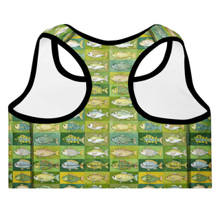 Bright Green Fish Padded Athletic Bra