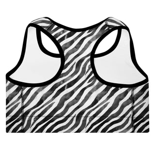 Black & White Zebra Stripes Padded Athletic Bra