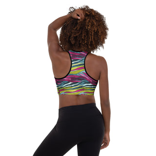 Rainbow Zebra Stripes Padded Athletic Bra