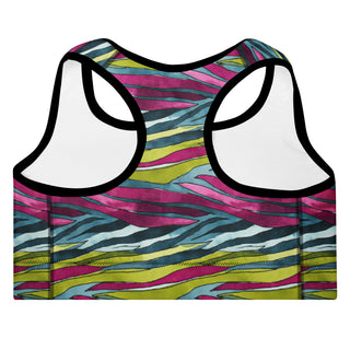 Rainbow Zebra Stripes Padded Athletic Bra