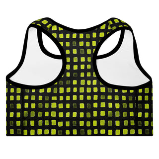 Black & Green Pixels Padded Athletic Bra