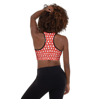 Red Pixels Padded Athletic Bra
