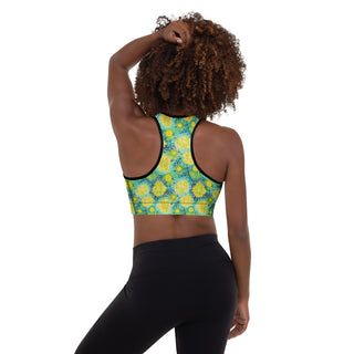 Yellow Sea Urchins Padded Athletic Bra