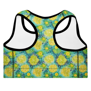 Yellow Sea Urchins Padded Athletic Bra