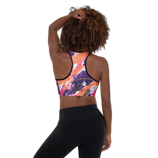 Peach & Pink Graffiti Padded Athletic Bra