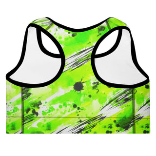 Neon Green Graffiti Padded Athletic Bra