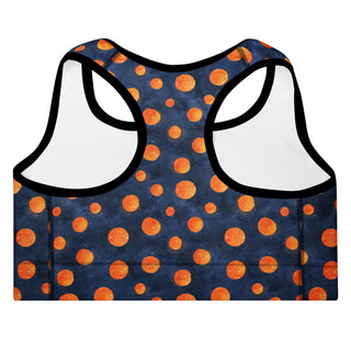 Navy & Orange Dots Padded Athletic Bra