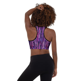 Purple Stripes Padded Athletic Bra