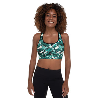 Teal Camo Padded Athletic Bra