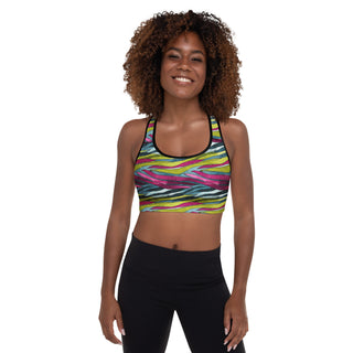 Rainbow Zebra Stripes Padded Athletic Bra